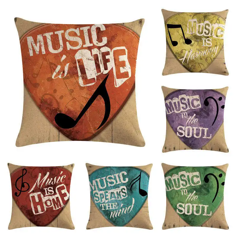 

Guitar Pick Linen Cotton Fashion Throw Pillow Case Cushion Cover Home Sofa Decor