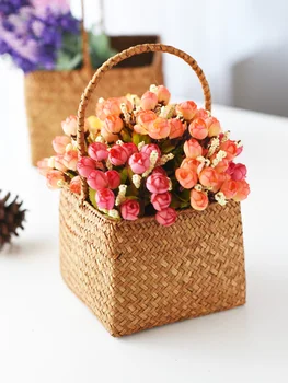

Seaweed portable flower basket straw storage basket decoration sundries basket fruit basket non-rattan wicker basket holiday gif