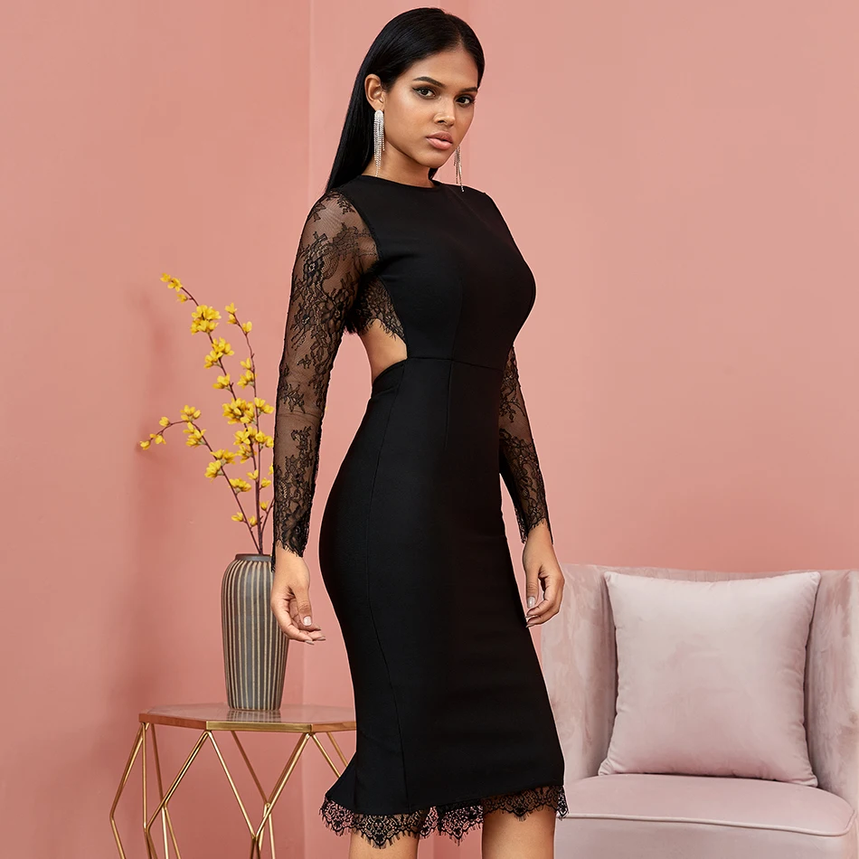 DressBird 2020 новое летнее кружевное Бандажное платье с длинным рукавом женское