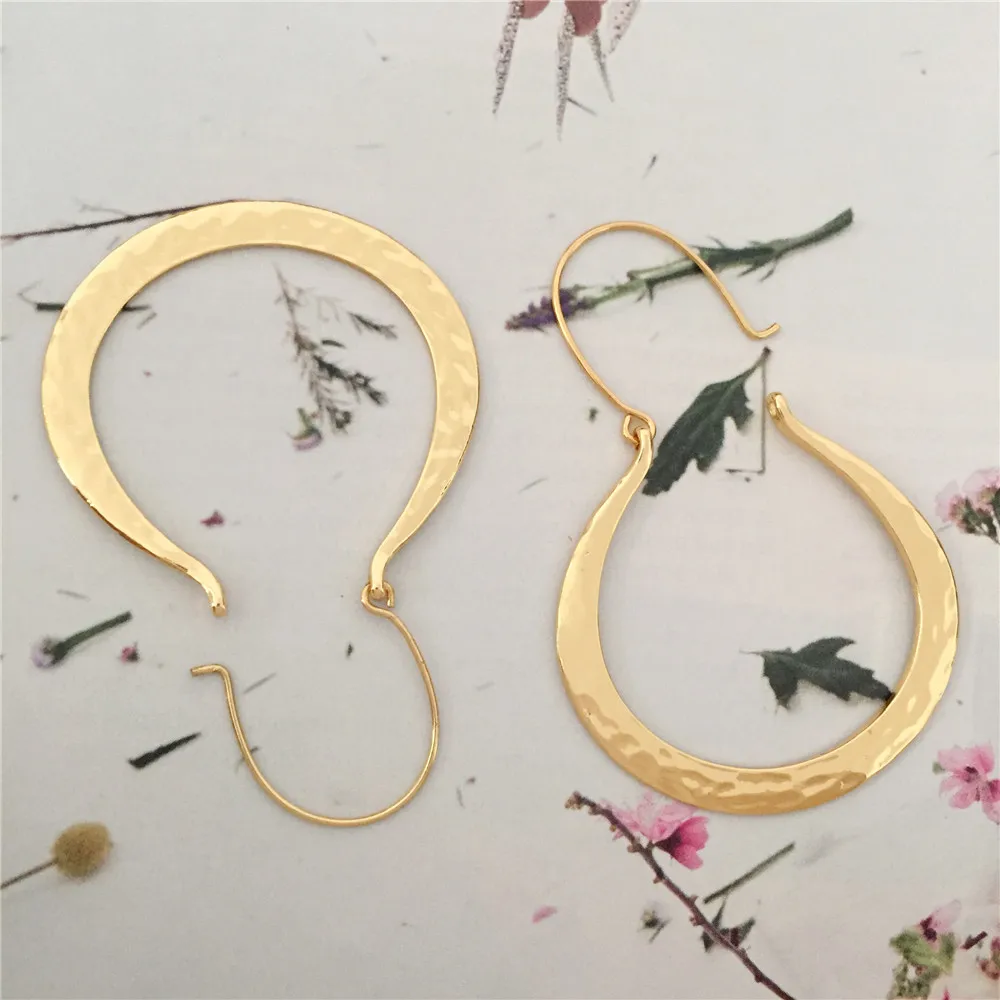 Hoop Earrings Vintage Golden Hoop Earrings For Women Female Korean Metal Unusual Geometric Round Drop Earring Trendy Jewelry