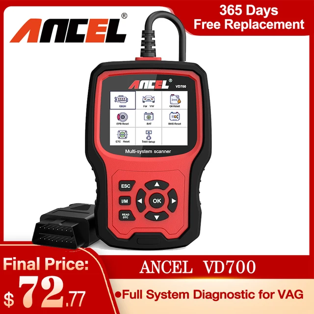 ANCEL VD700 All System OBD2 Diagnosegerät Scanner mit 8 Resetfunktionen für VAG