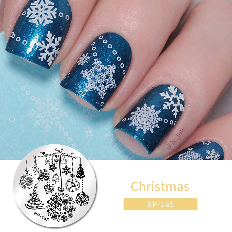 Christmas Day17 Пластины для стемпинга ногтей BORN PRETTY из нержавеющей стали 304, трафарет для дизайна ногтей в виде цветов, геометрии, сердечных изображений, на День святого Валентина, Рождественская тема - Цвет: Christmas Day17