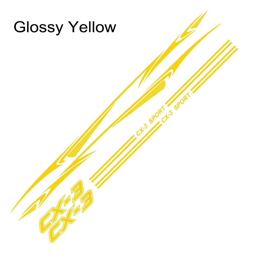 Glossy Yellow 1 комплект автомобиля светоотражающие виниловые наклейки Авто двери боковой юбки наклейки для Mazda CX-3 Авто кузова Декор водонепроницаемые наклейки аксессуары для автомобиля - Название цвета: Glossy Yellow