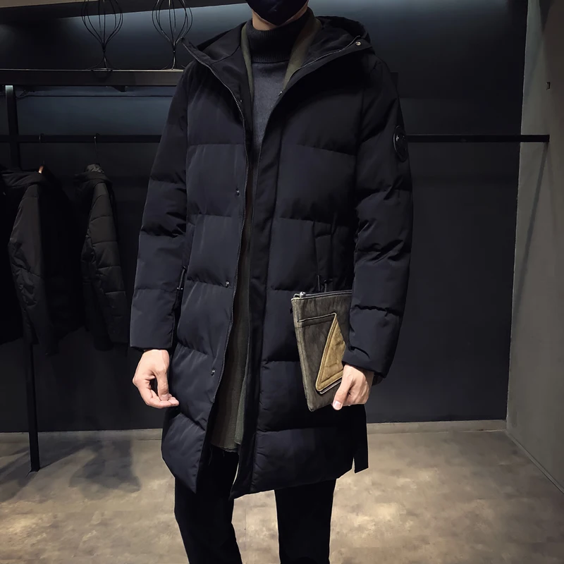 Discount 2019 Men Casual Hooded Parka Printed Winter Men Fashion Patchwork Cotton Slim Fit Coat Thick Warm Homme's Zipper Jacket