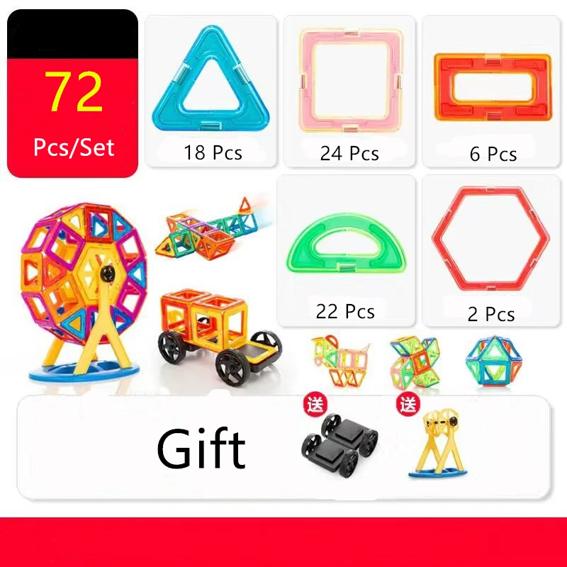 

72 Pcs Medium Magnetic Designer Construction Set Model & Building Toy Plastic Magnetic Blocks Educational Toys For Kids Gift