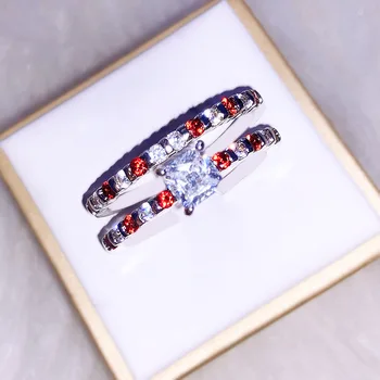 

Red Zircon Engagement Ring Elegant Simple Feminine Valentine's Day Romantic Gift