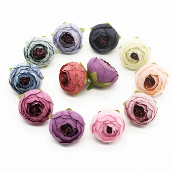 

100 pcs Artificial flowers Silk tea buds roses Home decoration accessories Diy Wedding Brooch Scrapbooking Headwear Wrist flower