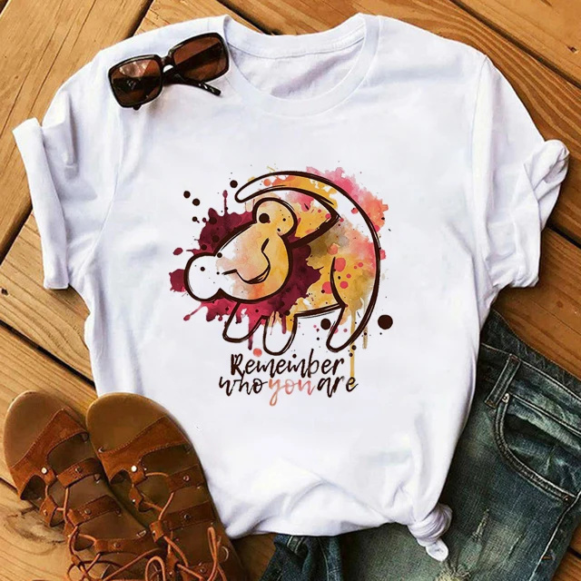 Модные женские футболки Hakuna Matata Kawaii с принтом, футболка с героями мультфильмов, большие размеры, милые топы, свободные белые футболки с круглым вырезом