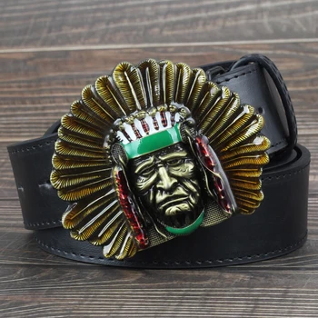 

Punk Indian Style Decorative Accessories Belt Buckle Casual Gold Metal Buckle Novelty Belts for Men