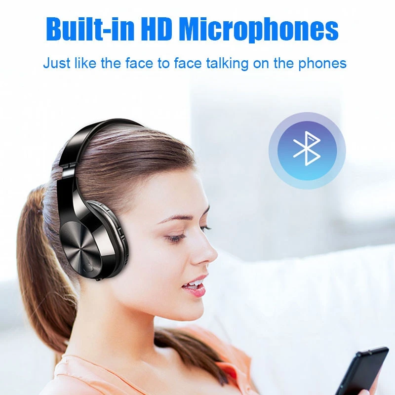 T5 Wireless Headphones Active Noise Cancelling Bluetooth Headphones 9D Stereo Music Headsets with Mic TF Card