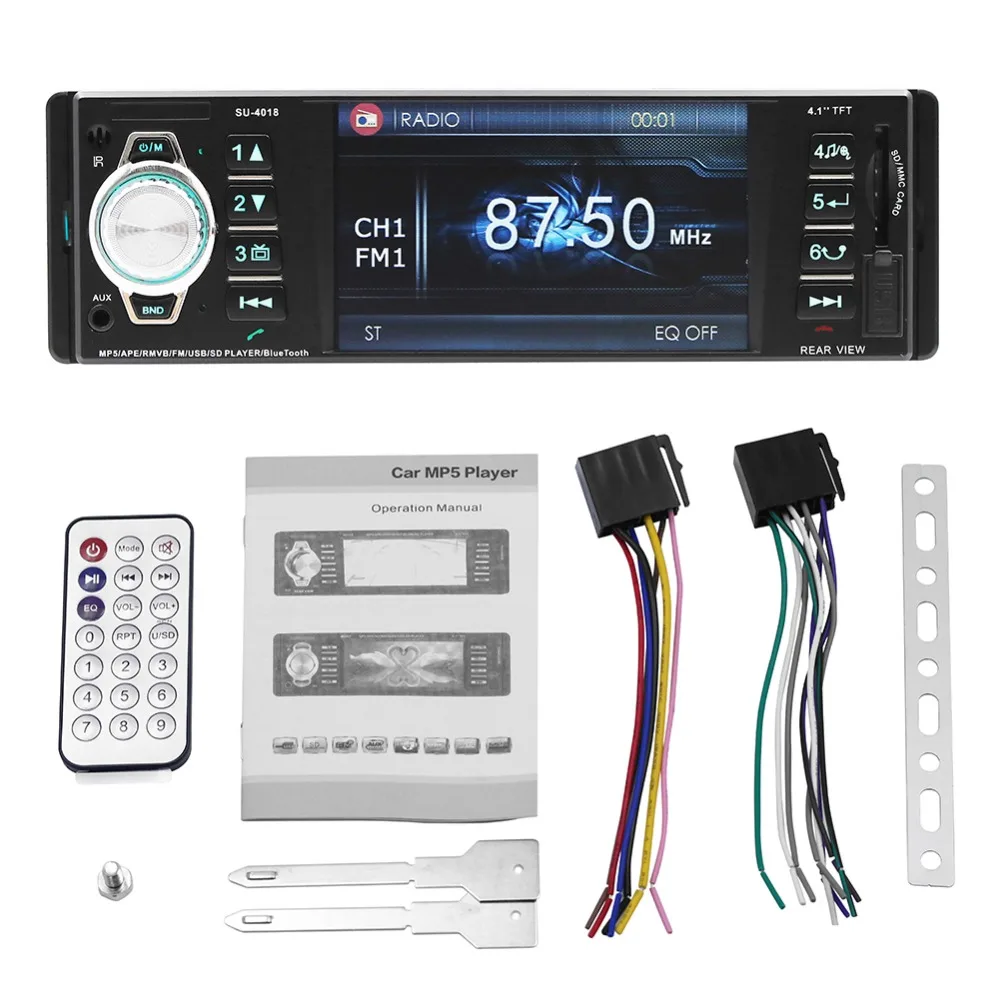 Автомобильный стерео Мультимедийный плеер радио 1din Bluetooth Авторадио телефон MP3