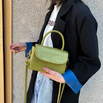 

Vintage Stone Pattern Top Handle Flap Bag Ladies Solid Designer Bags Brand Purses and Handbags Female Shoulder Crossbody 2020