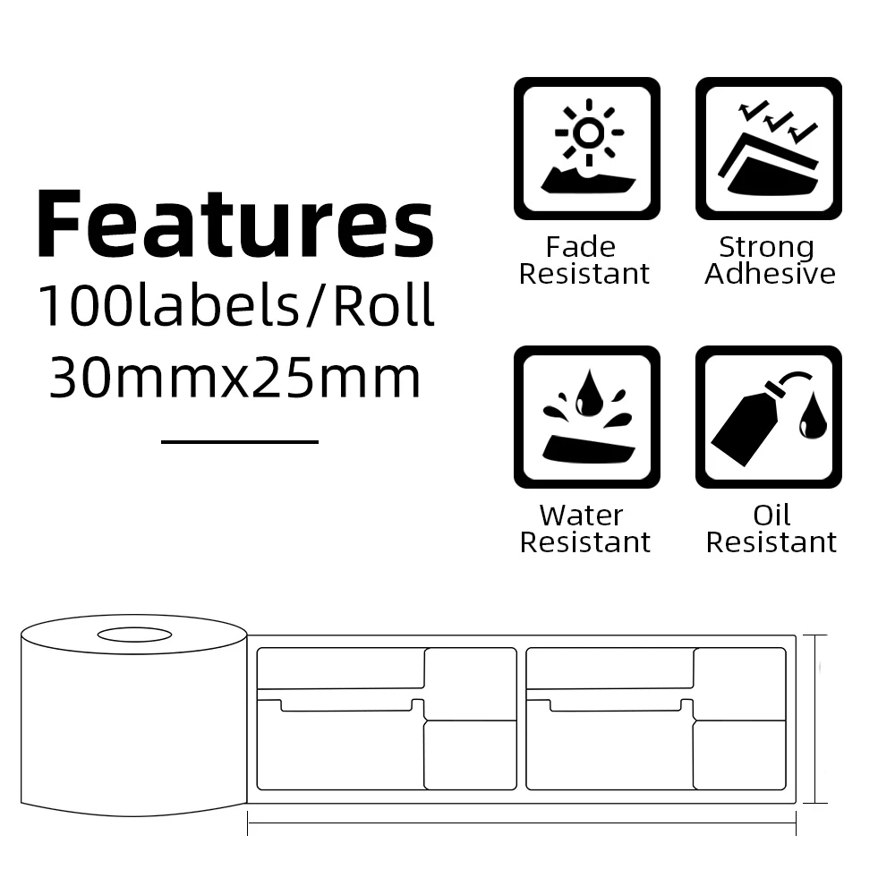 Jewelry Tag Price Sticker Adhesive F shape Label Paper for Phomemo M110/M200 Printer Thermal Paper Rolls 30*25+45mm 100pcs Label thermal paper roll