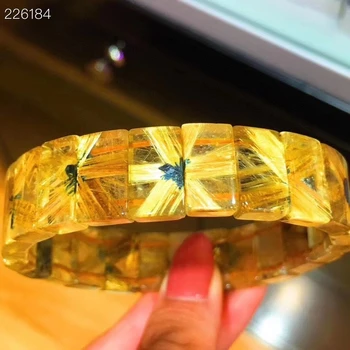 

Certificate Natural Brazil Gold Rutilated Quartz Bracelet Flower Crystal Woman Man 15.6x10.4x5.5mm Wealthy Rectangle AAAAAA
