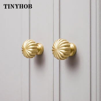 

TINYHOB /Solid Brass Furniture Handles Simple Nordic Pastoral Wardrobe Dresser Knobs Cupboard Cabinet Drawer Round Gold Pulls