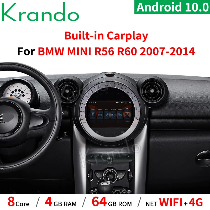 Автомагнитола Krando 7 дюймов Android 10 0 для BMW Mini Cooper R60 2007-2014 мультимедийная система