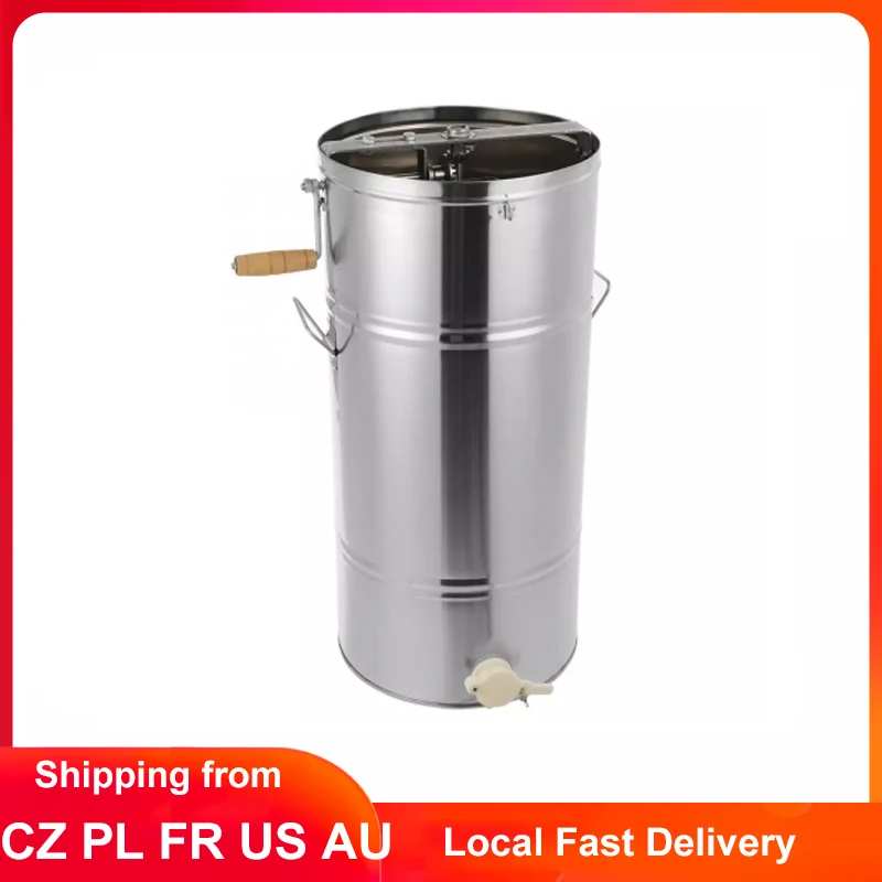 25*45CM Stainless Steel Manual 2 Frames Bee Honey Extractor Honey Centrifuge for Beekeeping Tool