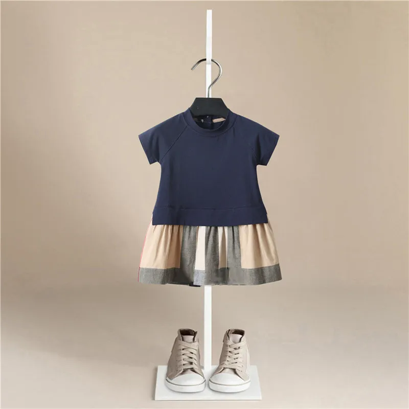 Платья для маленьких девочек; летнее праздничное платье принцессы с короткими рукавами; платье с воротником для куклы; одежда для маленьких девочек