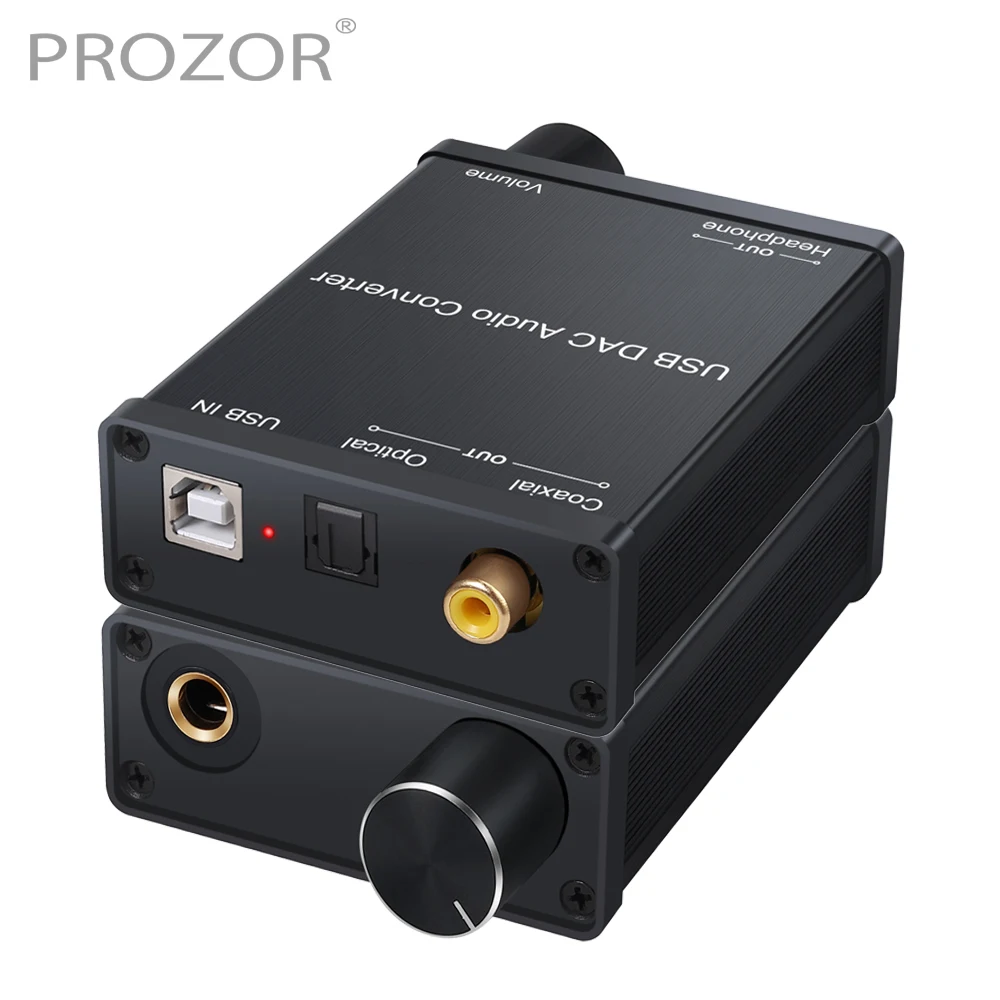 PROZOR USB DAC Audio Converter With Headphone Amplifier USB to Coaxial S/PDIF Converter Digital to Analog Signal For PS4 PS3 PC audio converter adapter,audio converter,audio decoder,audio converter amplifier