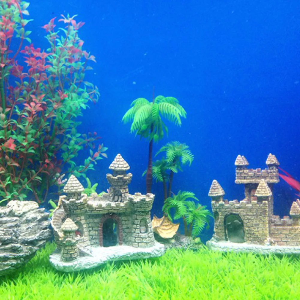 Small Castle Wall Ruins Rustic Aquarium Ornament Fish Tank Decoration Gift