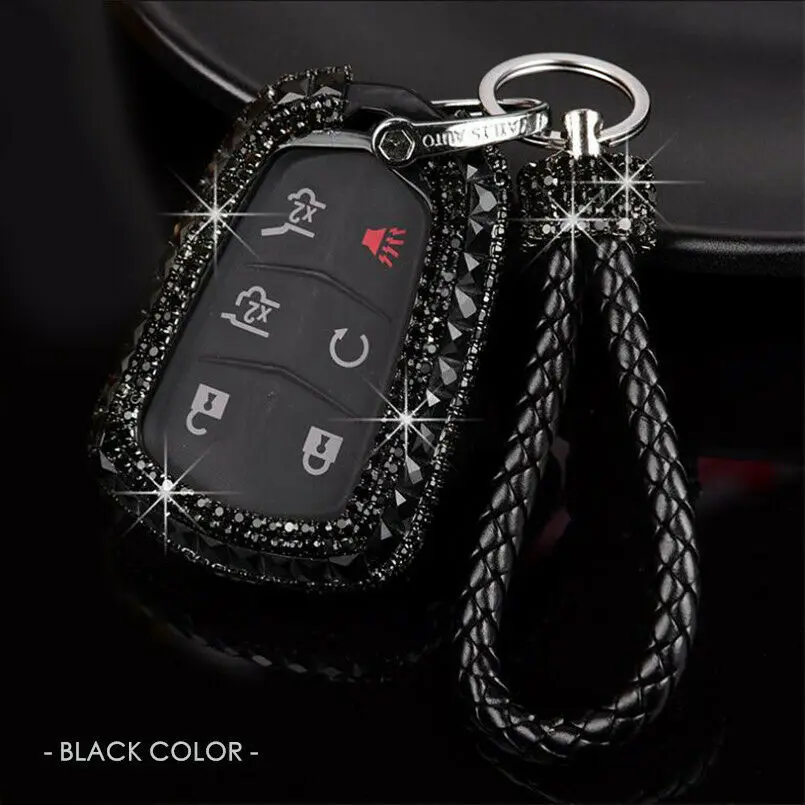 Black Совершенно новая Алмазная Автомобильная сумка-Футляр для ключей чехол Брелок для Cadillac ATS-L CT6 XTS XT5 CTS SRX - Название цвета: Black