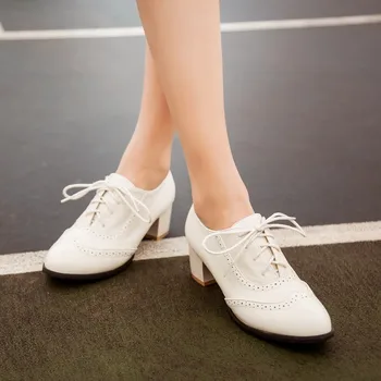 

CHIMIZHAI Woman Shoes Spring Pumps Brogue Women Pumps Autumn British Style Ladies Shoes Heels 4CM Dress Pumps MY227