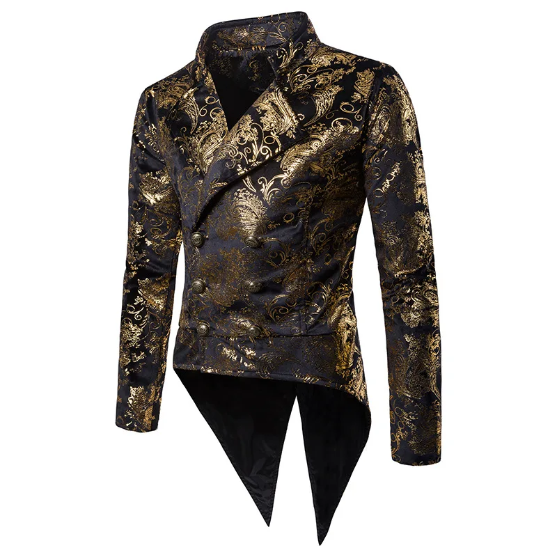 

Hot Gold Stamping Ploral Tuxedo Mens Designer Double Breasted Vintage Blazer Fashion Flora Printed Luxury Suits Jacket