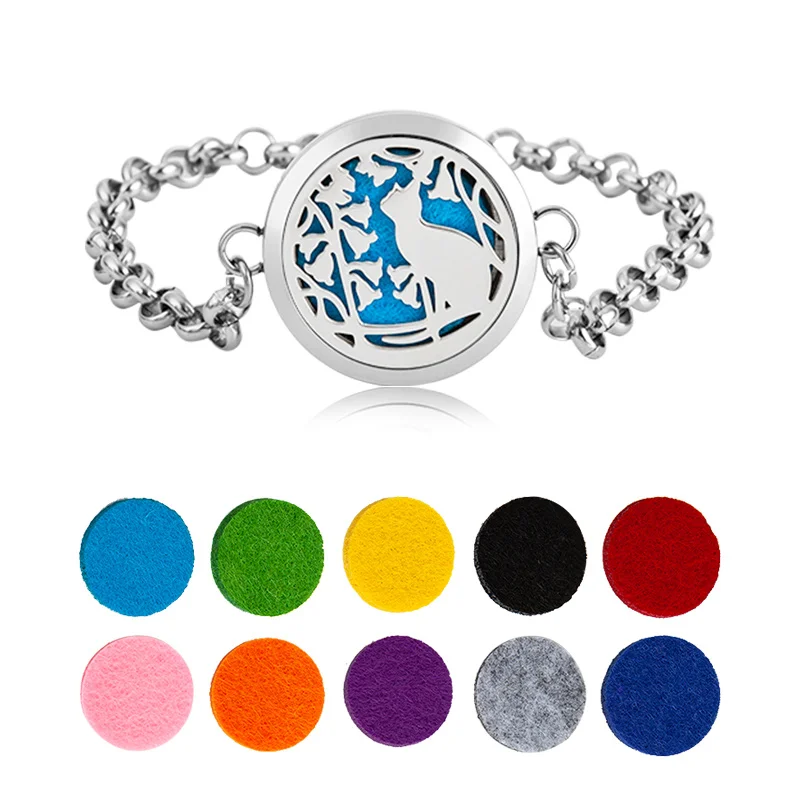 

Sweetvally 2019 New Arrival Perfume Bracelet Antique Essential Oil Diffuser Aromatherapy Locket Bracelet with 10pcs Pad