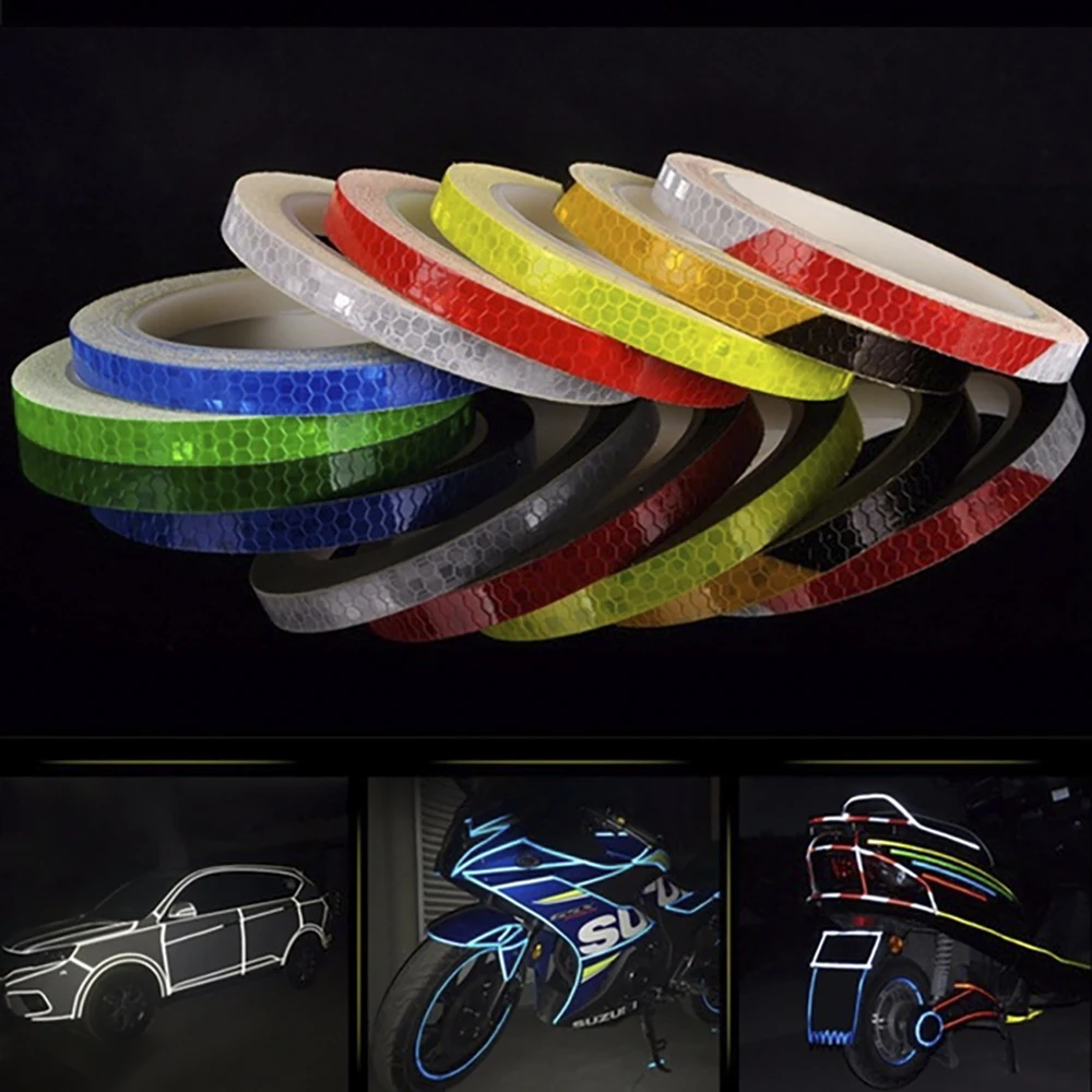

2020 Car Reflective Stickers Motorcycle Bicycle Reflector Safety Warning Rim Decal Tape Car Accessories 7 Colors Car Decoration
