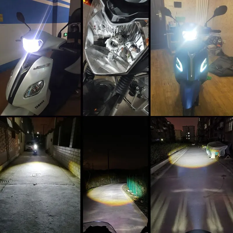 1 шт. лампы для фар мотоцикла Hi Lo аксессуары скутера H4 Mini Bi LED объектив Moto 4800LM