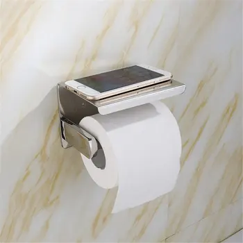 

Bathroom Paper Phone Holder Shelf Stainless Steel Toilet Paper Holder Wall Mount Mobile Phones Towel Rack Accessories