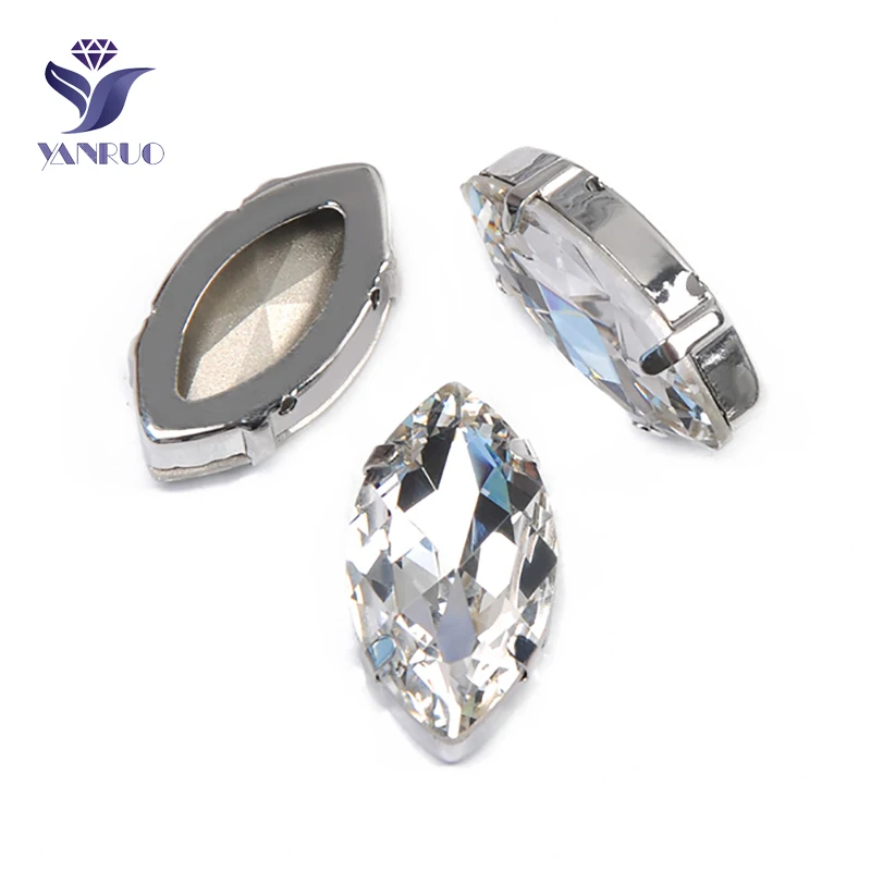 YANRUO 4227 17x32 мм кристально чистый Navette пришитые камни с обратной стороной DIY