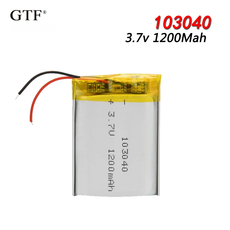 

103040 3.7V 1200mAh Lithium Polymer LiPo Rechargeable Battery For MP3 MP4 GPS PSP VR DVR DVD mobile video game Tablet Power bank