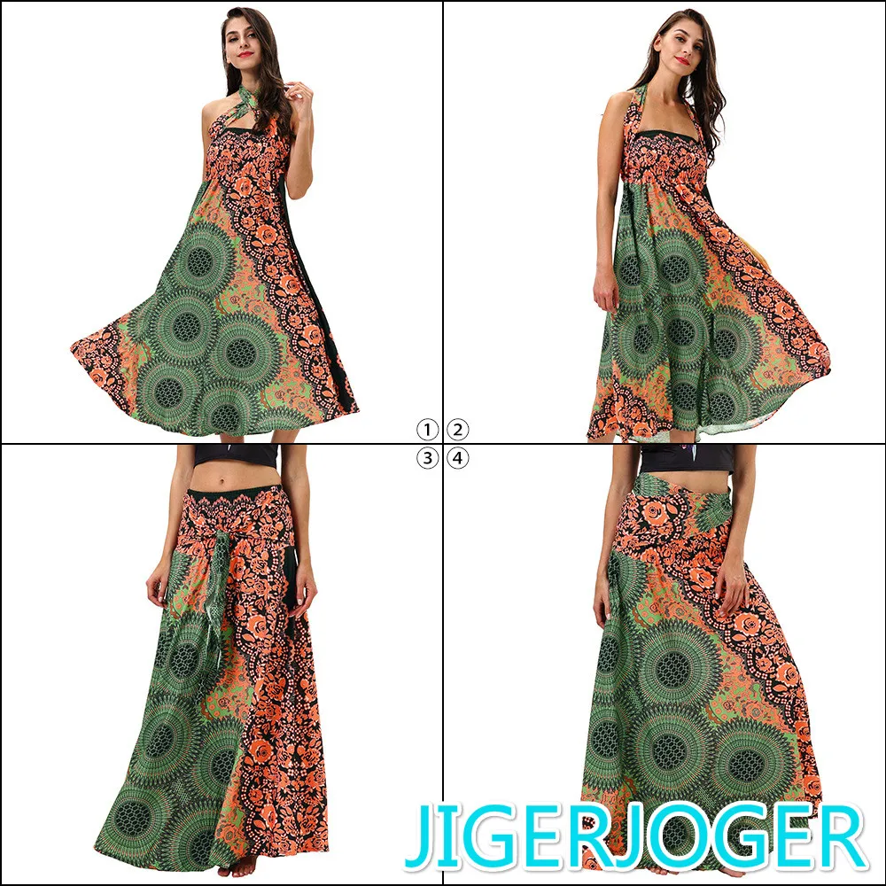 

JIGERJOGER One piece skirt mandala Maxi skirts sunflower 3D print summer women's beach strapless skirt free drop shipping