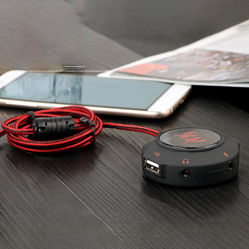 USB 2 0 Hub Sound Card External Adapter with Headphone Microphone Jack for Computer Laptop Mobile Phone