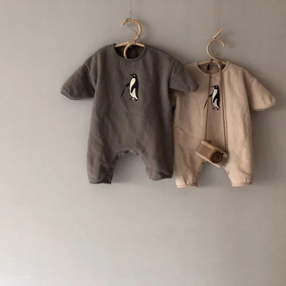 

ins Baby Toddler Cartoon Penguin Romper Cute Sweet Boy Girls Autumn Winter Thick Kids Romper Clothes