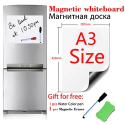 Autocollants en vinyle pour réfrigérateur, tableau blanc magnétique, taille A3, effaçable à sec, pour la cuisine et le bureau 