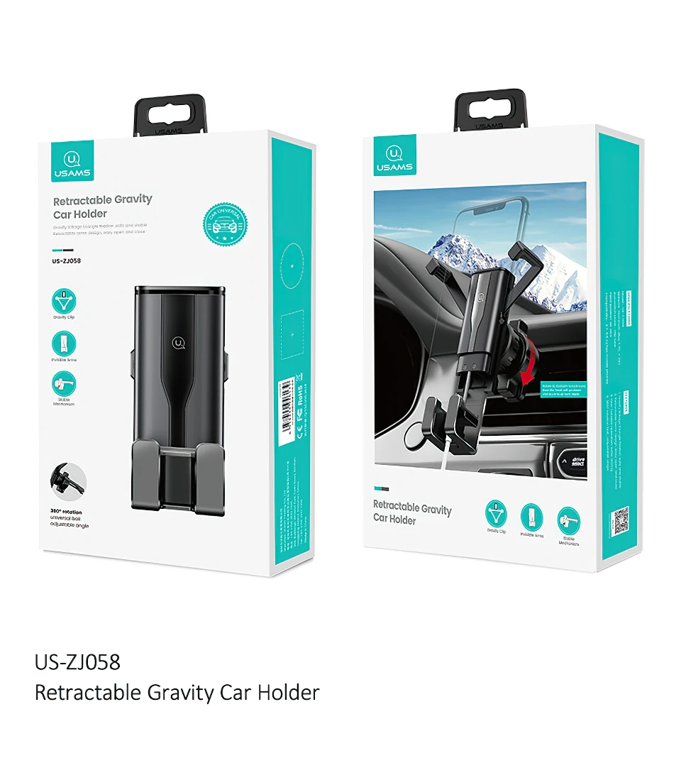 USAMS Phone Holder Stand Phone Car Holder Gravity Smartphone Holder Air Vent Clip Mount GPS Support For iphone Xiaomi Samsung wireless charging stand for iphone and apple watch