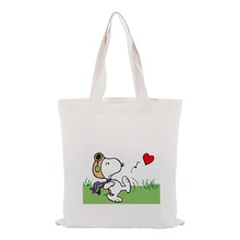 Холщовая Сумка-тоут для ежедневного использования, сумка для покупок, милый мультяшный собака, пользовательский принт, текстовый логотип DIY Eco eologicas многоразовая утилизация