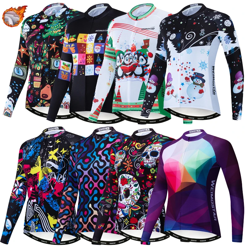 

Winter Thermal Fleece Long Sleeve Women Cycling Jersey 2023 Maillot Ciclismo Sport Bicycle Shirt Clothing MTB Bike Jersey Mujer