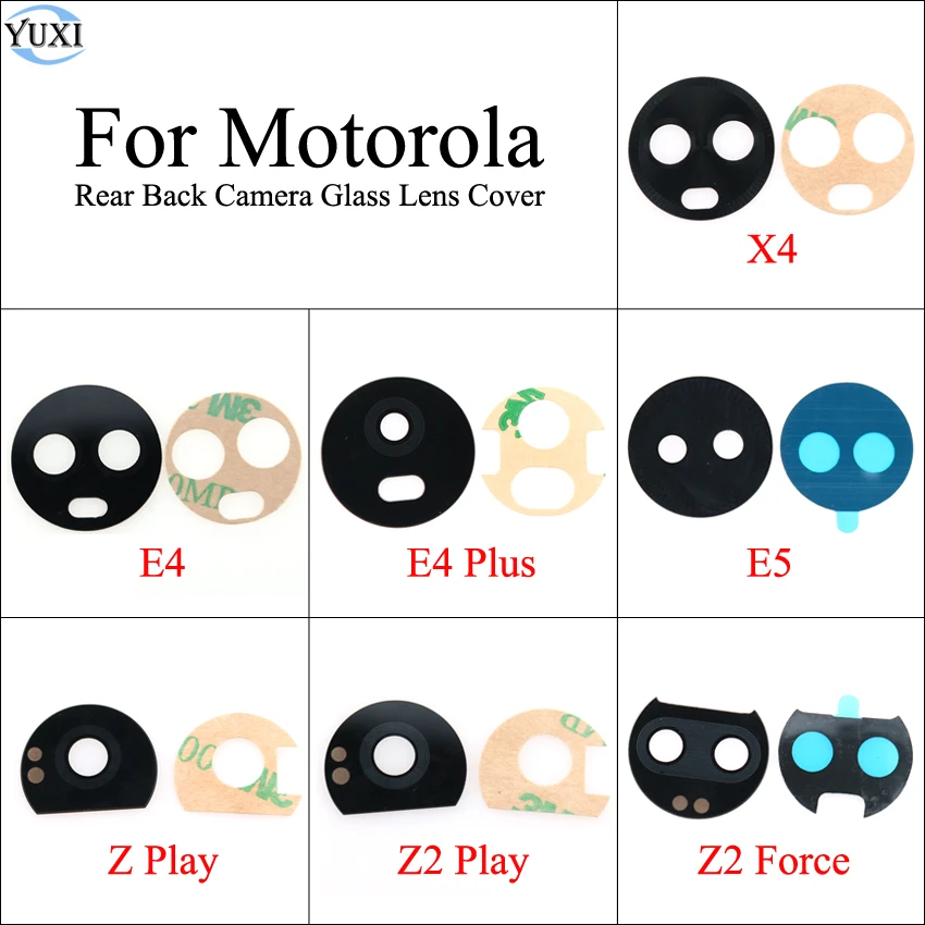 Задняя крышка камеры YuXi стеклянная объектива с клеем замена для Motorola Moto X4 E4 Plus E5 Z