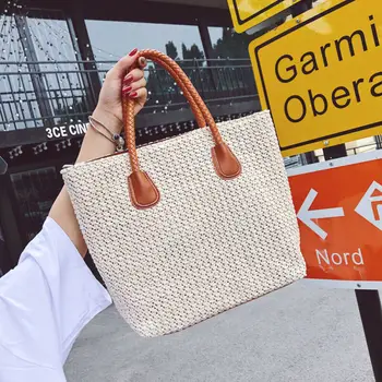 

Women Boho Woven Handbag Tote Shoulder Bags Summer Beach Casual Straw Wicker Bag