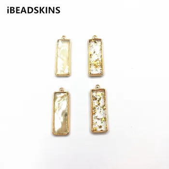 

New arrival! 27x9mm 50pcs Shell/Gold powder inside Rectangle charm for Earrings parts,hand Made Earrings Findings Jewelry DIY