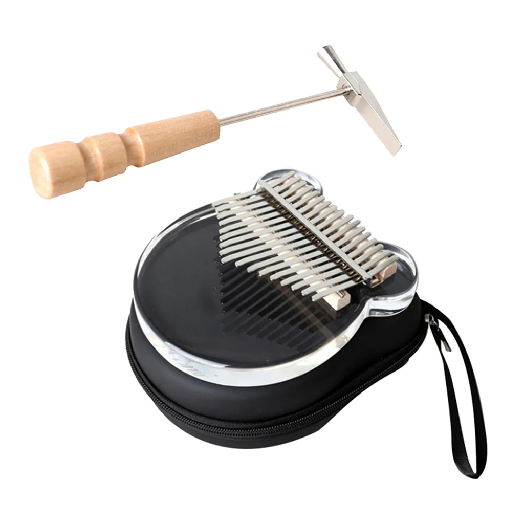 17 Keys Acrylic Clear Kalimba Thumb Piano w/ Case & Tune Hammer Hand Percussion Musical Instruments & Gear Kalimbas