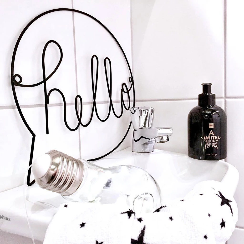 

Nordic Style Iron Hello letters wall sticker for kid Room Hanging Decorations Hallway Sign Welcome Sign Wall Art Wall Hanging