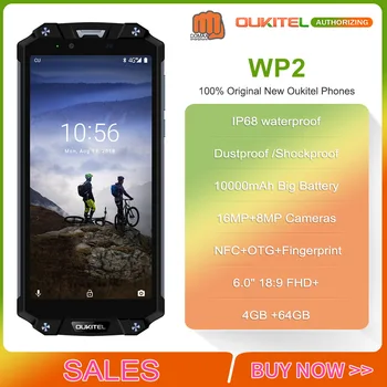 

OUKITEL WP2 IP68 Waterproof NFC Smartphone 6.0" 18:9 MT6750T Octa Core 4GB+64GB ROM Smartphone 10000mAh Fingerprint Mobile Phone