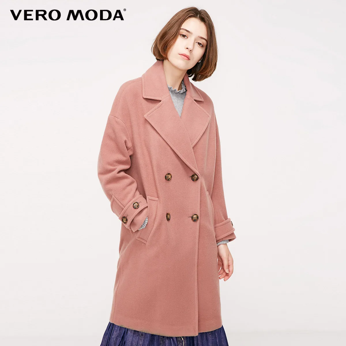 Vero Moda женское двубортное шерстяное пальто | 318327564 - Цвет: Burlwood red