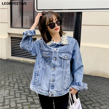

2020 New Fation Brand Jacket Turn-down Collar Loose Casual Single Breasted Full Striped Standard Denim