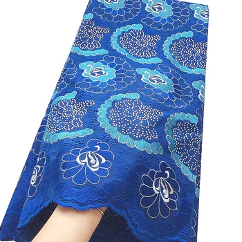 

Latest 2017 Nigeria Laces Royal Blue Nigerian Lace Fabrics Italian Design 5yard Dry Lace Fabrics High Quality Cotton Lace Fabric