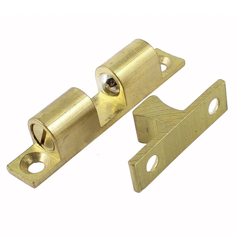 

Room Cabinet Door Latch Brass Double Ball Catch 60mm Length Gold Tone